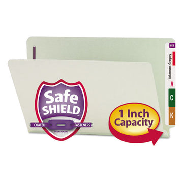 Smead® End Tab 1" Expansion Pressboard File Folder With Two Safeshield Coated Fasteners, Straight Tab, Legal Size, Gray-green, 25-bx freeshipping - TVN Wholesale